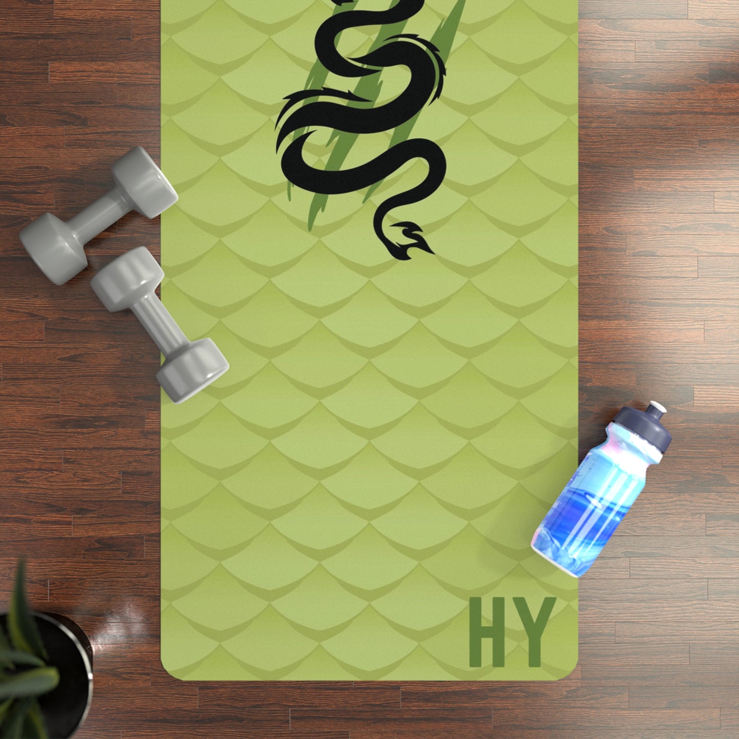 Dragon in Green Rubber Yoga Mat