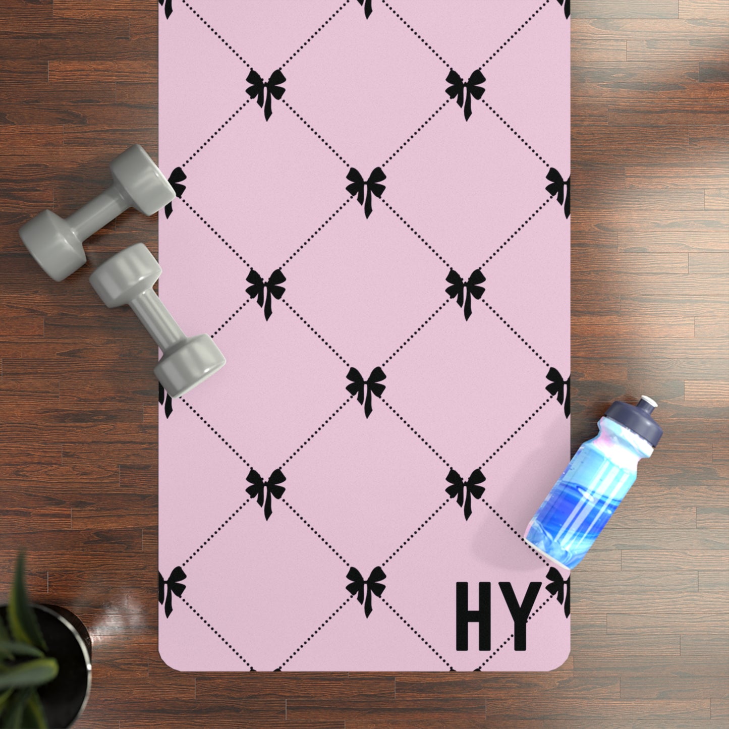 Laced Bows in Pink Rubber Yoga Mat