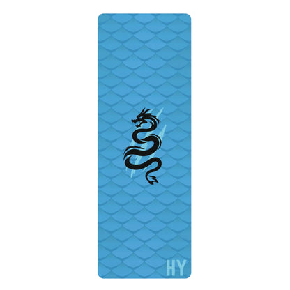 Dragon in Blue Rubber Yoga Mat