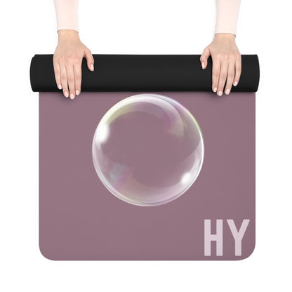 Balanced Bubbles in Mauve Rubber Yoga Mat