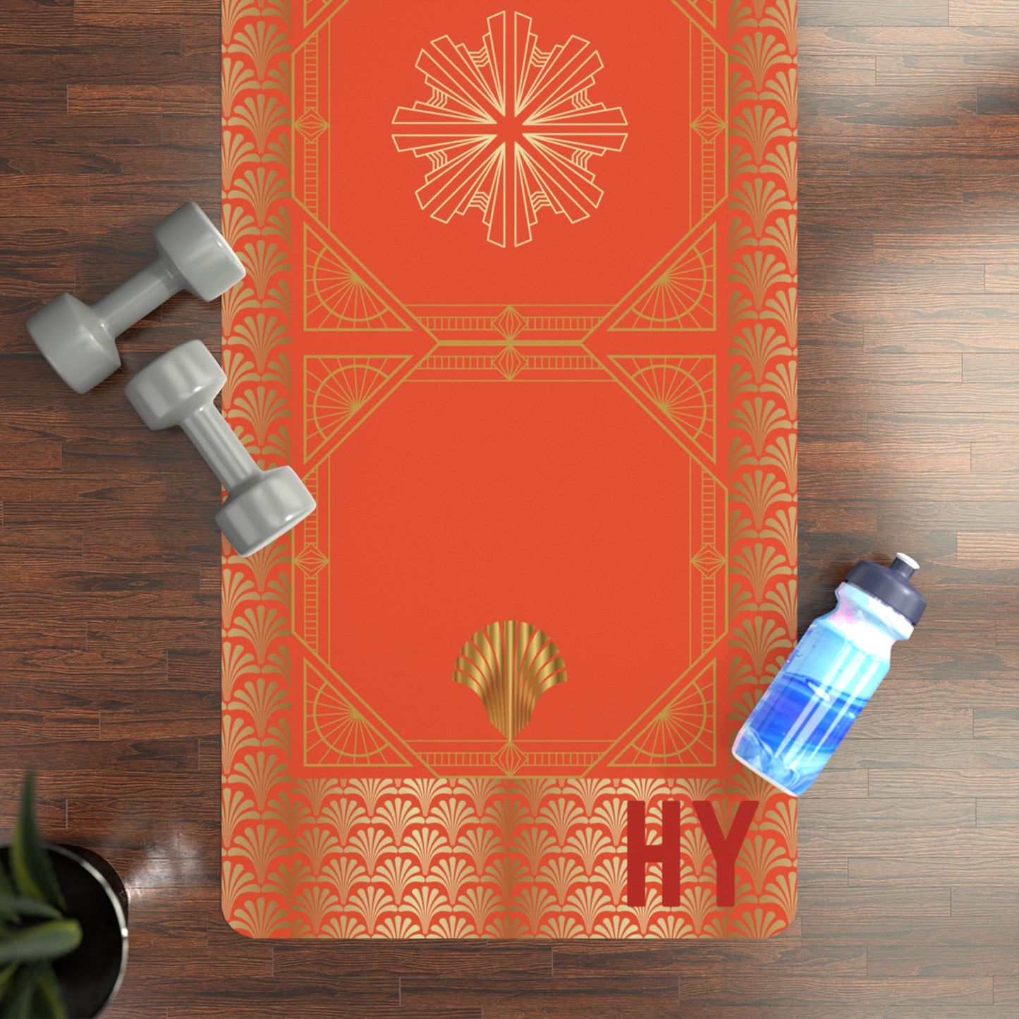 The Goddess in Coral Rubber Yoga Mat