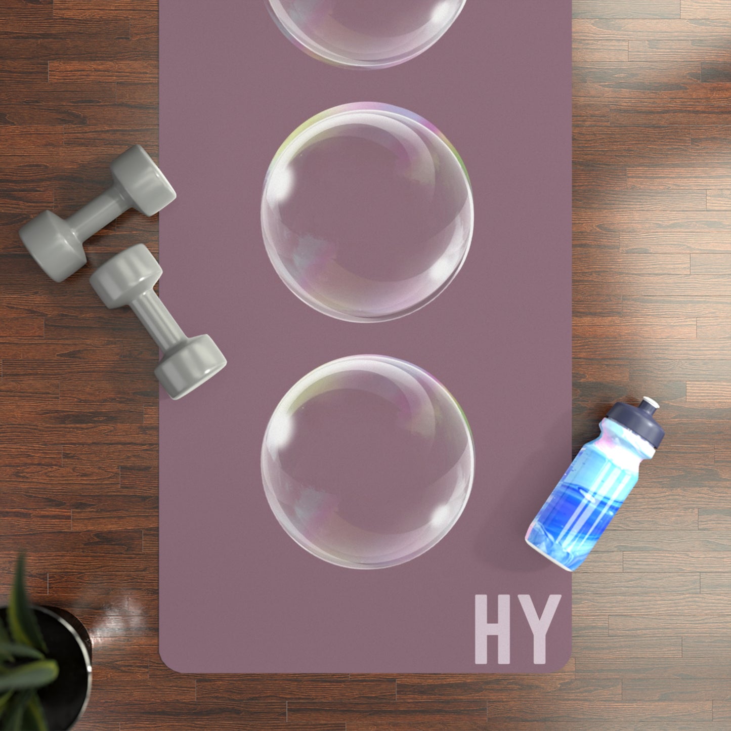 Balanced Bubbles in Mauve Rubber Yoga Mat