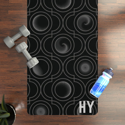 Portals in Black Rubber Yoga Mat