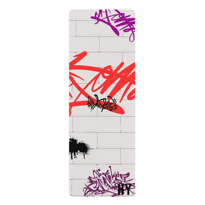 Wall Graffiti Red Toned Rubber Yoga Mat