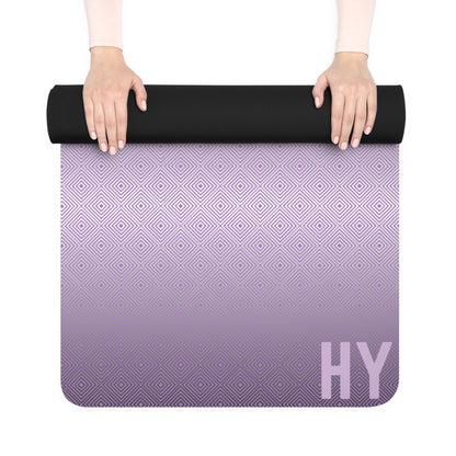 Geometric Lights in Purple Rubber Yoga Mat