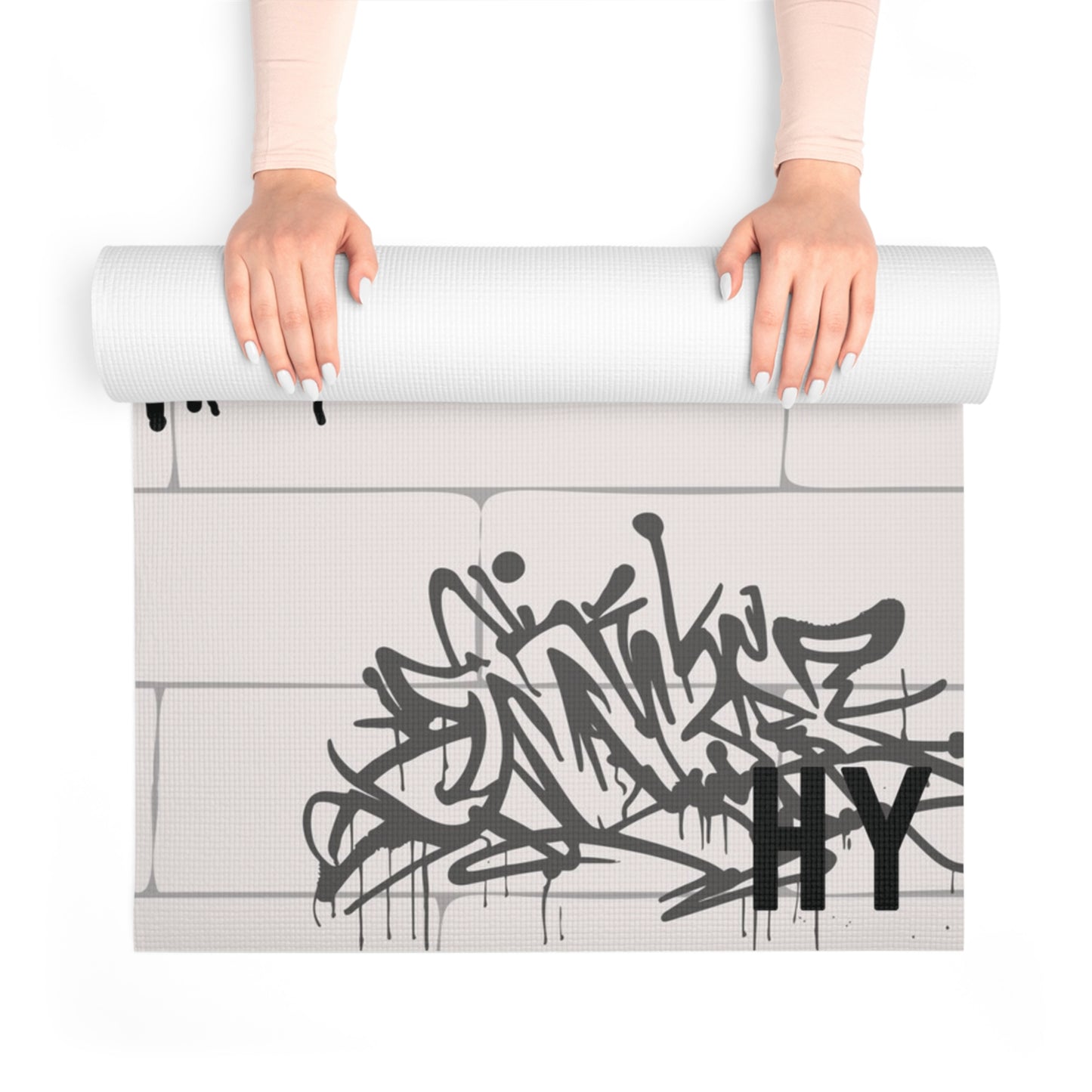 Wall Graffiti B&W Foam Yoga Mat