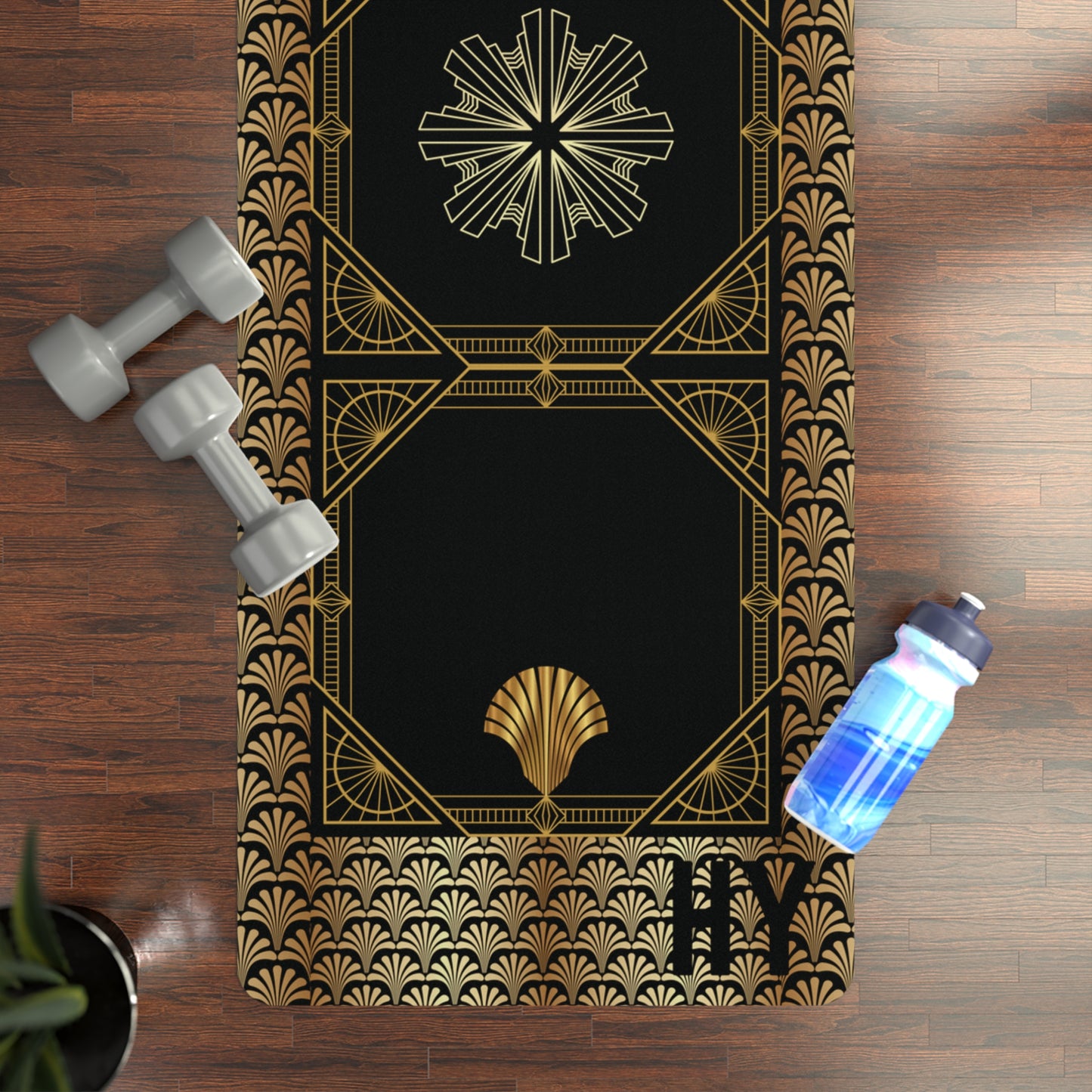 The Goddess in Black Rubber Yoga Mat