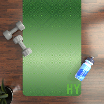 Geometric Lights in Green Rubber Yoga Mat