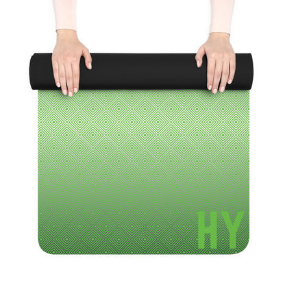 Geometric Lights in Green Rubber Yoga Mat