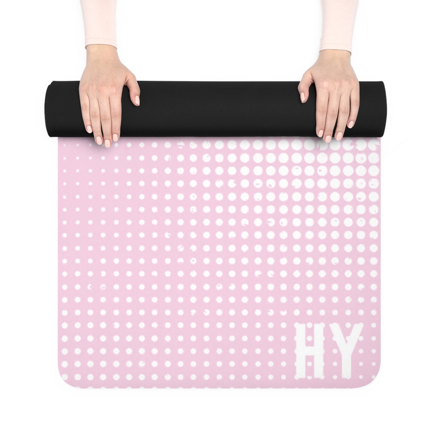 Dotted Gradient in Pink Rubber Yoga Mat