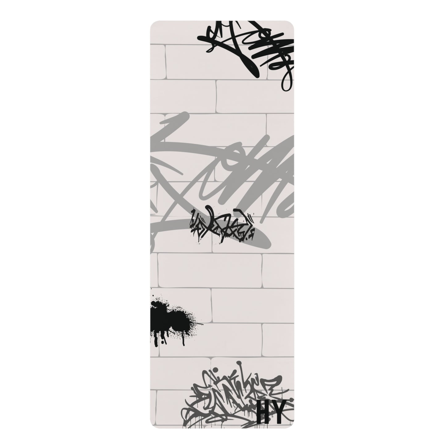 Wall Graffiti B&W Rubber Yoga Mat